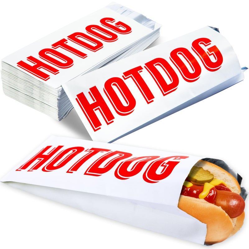 Avant Grub Grease-proof, Warming Foil Hotdog Wrapper Bags 50pk. Classic HotDog Bags in Aluminum Wrap, Keep Hot Dog Warm and Fresh. Super Durable Perfect Party Supplies for Carnival, Fundraiser, Concession Stand - Image 1